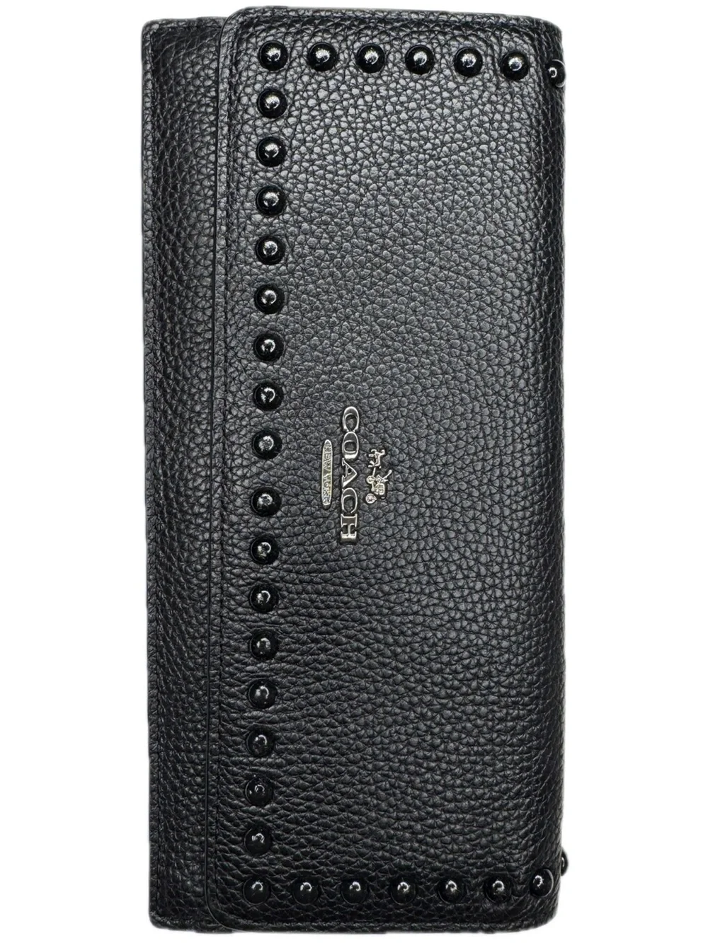 Coach Black Enamel Studded Full-Sized Leather Wallet